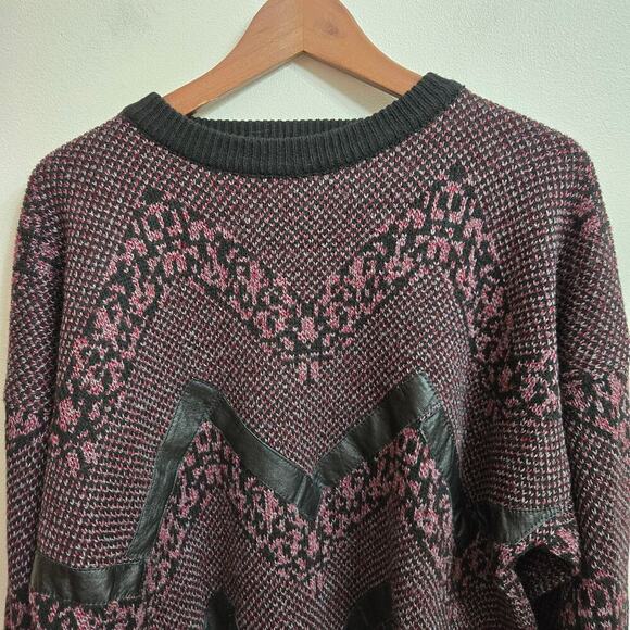 Marc Daniels Vintage 90s Patchwork Sweater Size M Eclectic Grandpa Fairy Grunge - Picture 3 of 11